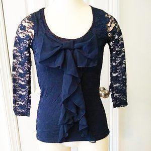 Amisu Navy Lace Top w/ Bow detail